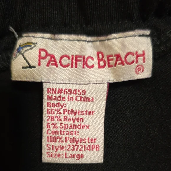 Pacific Beach Elegant Black Lace Top Swim Coverup w/Tie Up Detail - Picture 2 of 10